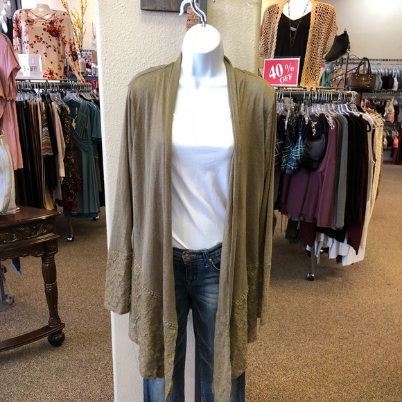 Green Lace-Back Cardigan - Picture 1 of 4